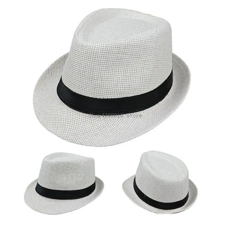 

Children Kids Summer Beach Straw Hat Panama Breathable Hat Large Brim Cap