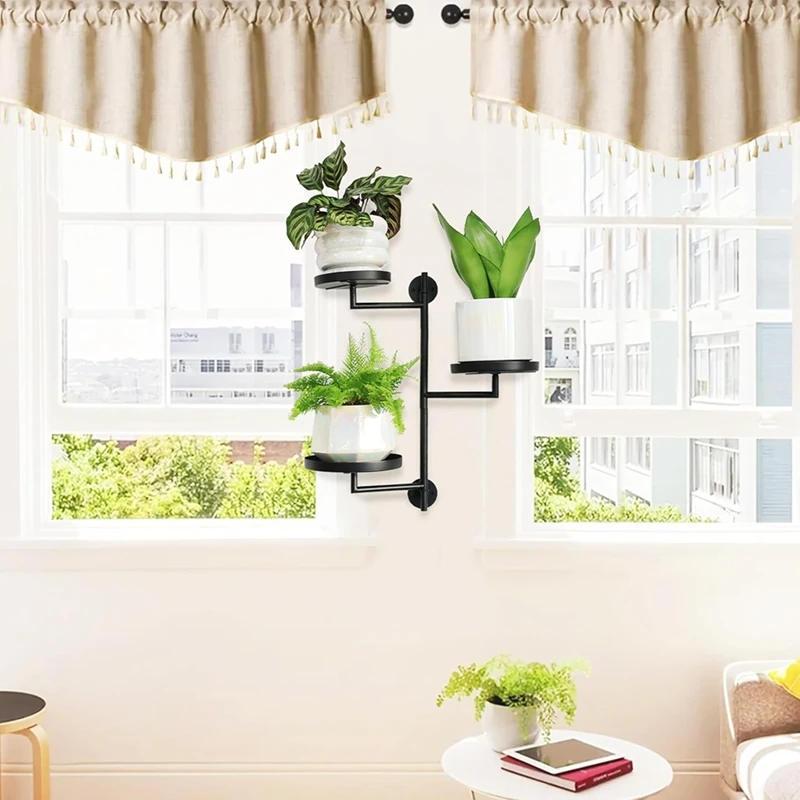 Rotating Window Plant Shelves, 3-Tier Metal Plant Stand Indoor, Black Plant Stand, Plant Shelf For Wall Planter