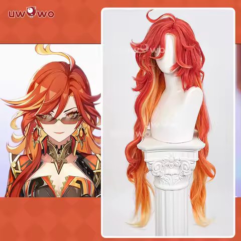 UWOWO Mavuika Wig Game Genshin Impact Mavuika &ldquo;Pyro Archon&rdquo; Cosplay Wig Orange Hair Long Hair Halloween Wig