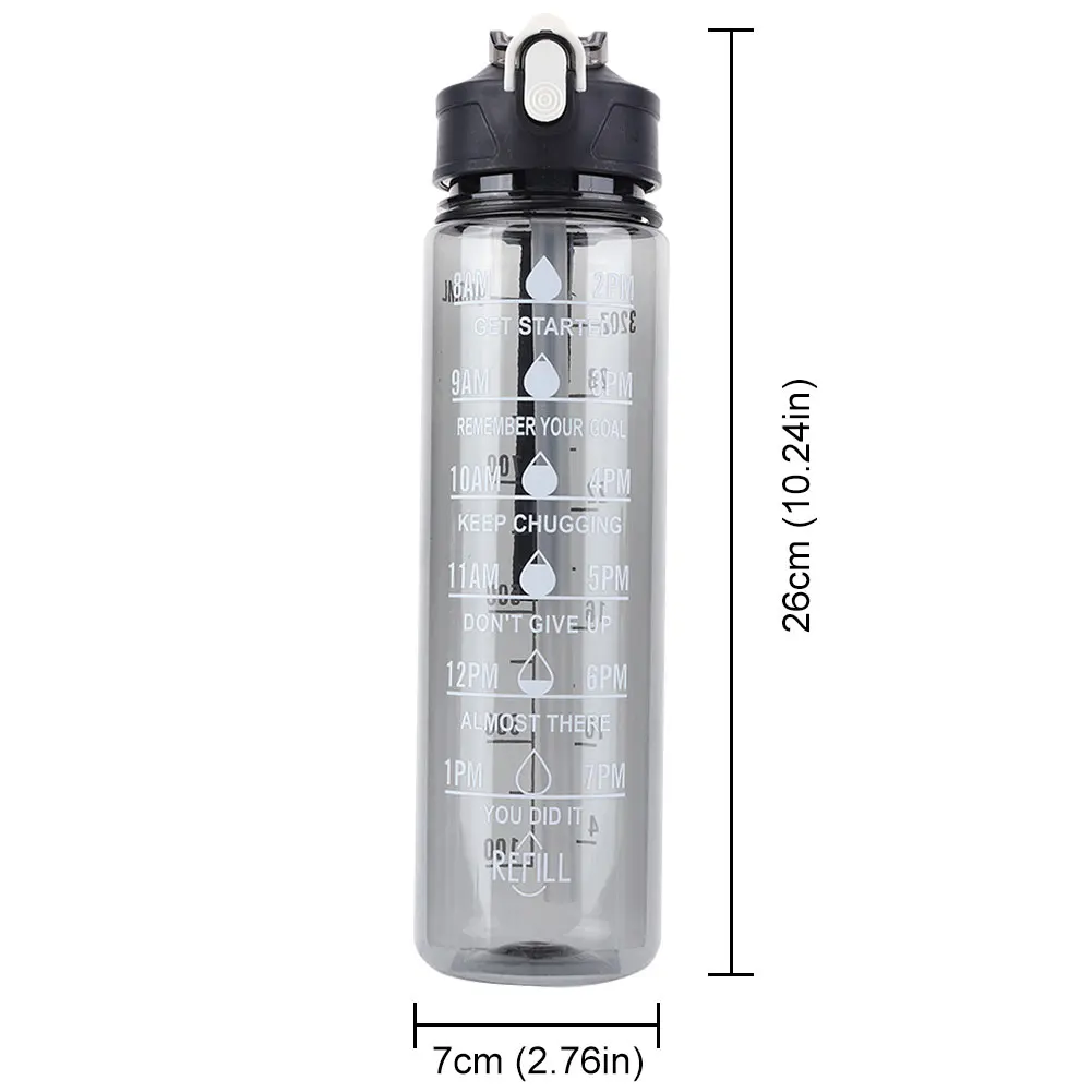 

800ml Sports Water Bottle with Straw & Handle Portable Drinking Cup Large Capacity Motivational Drinking Bottle for Boys Girls