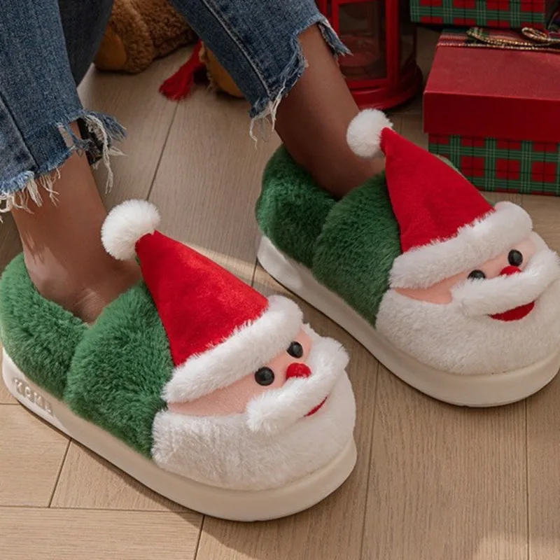 عيد الميلاد سانتا أحذية النساء الرجال الشتاء دافئ صوف مبطن النعال سميكة الدافئة القطن المنزل الأحذية داخلي في الهواء الطلق استخدام جديد #6