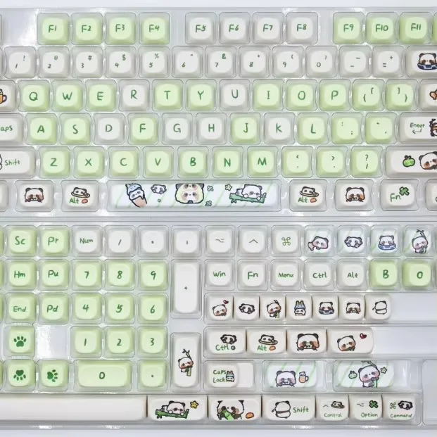 Milk green panda keycap MOA height PBT keycap five-sided hot sublimation cute customized personality full set of keycaps