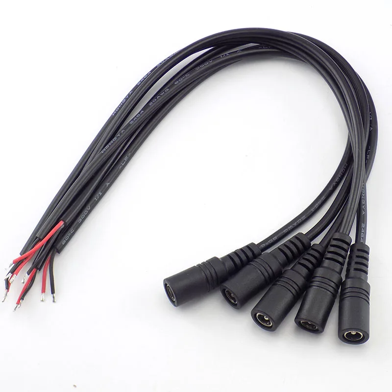 5pcs 0.25M/0.5M/1M DC 12V 5.5*2.1mm Power Cable Extension Female Connector Power Supply Adapter for CCTV Camera LED Strip Light