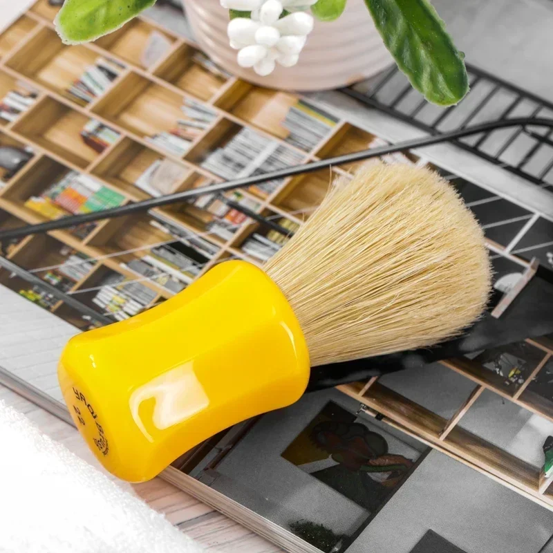 YAQI New Minimalism Joy Butterscotch Color Handle Men Wet Bristle Shaving Brush Portable High Quality Durability Shaving Brush