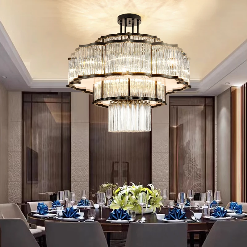 Light Luxury Crystal Chandelier Living Room Dining Room Restaurant Private Room Duplex Building Ceiling Chandelier Led Light