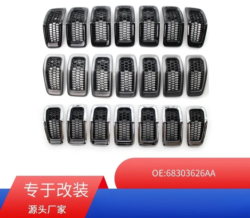 For Jeep Free 14-18 Years Front Bumper Middle Grille Chrome Plated Decorative Mesh Grill Auto Exterior Styling Accessories
