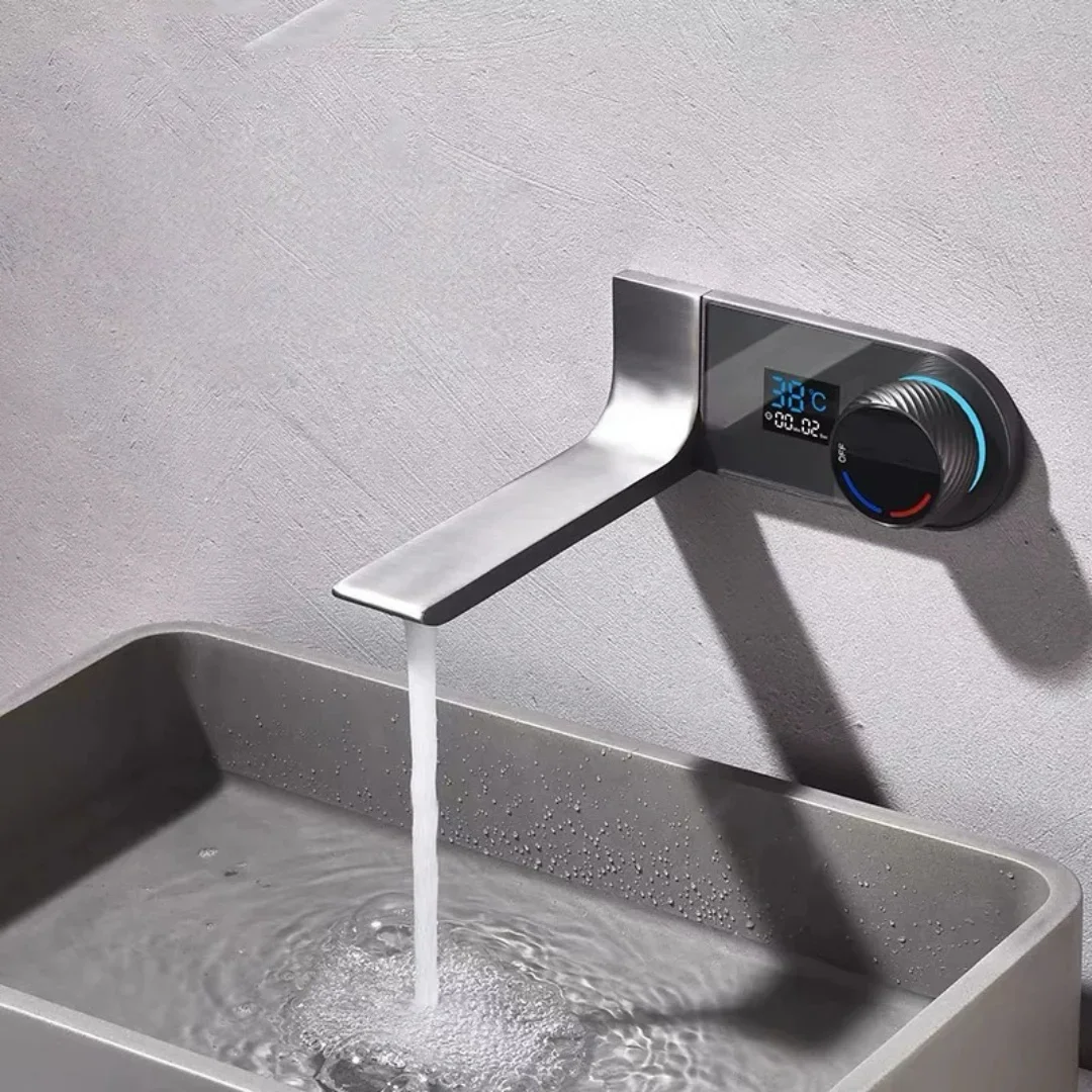 Black Basin Faucet Concealed Digital Display White Bathroom Sink Faucet In-Wall Basin Spout Mixer Tap Set Combination Blanoir