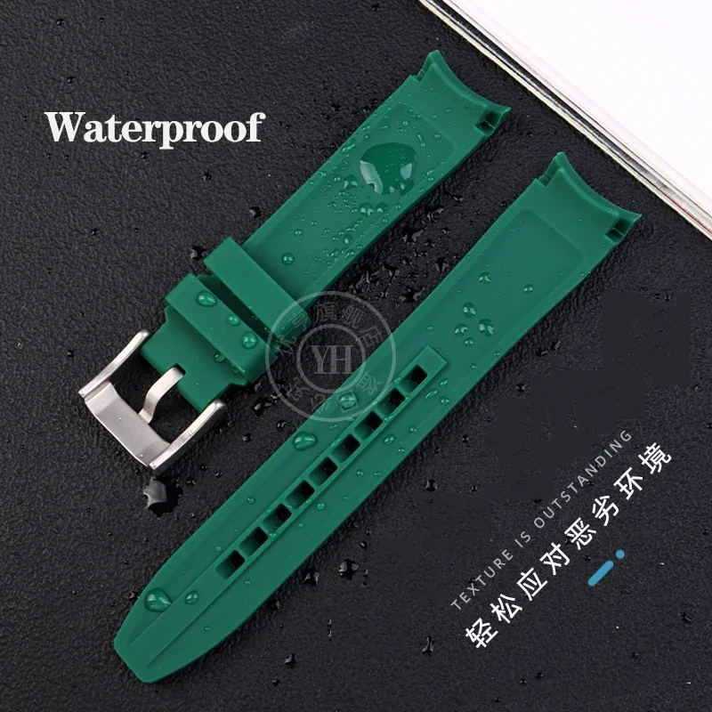 Curved End Rubber Watchband For Casio Swordfish Seiko Tissot Omega Waterproof Silicone Sport Watch Band Bracelet Strap 20 22mm