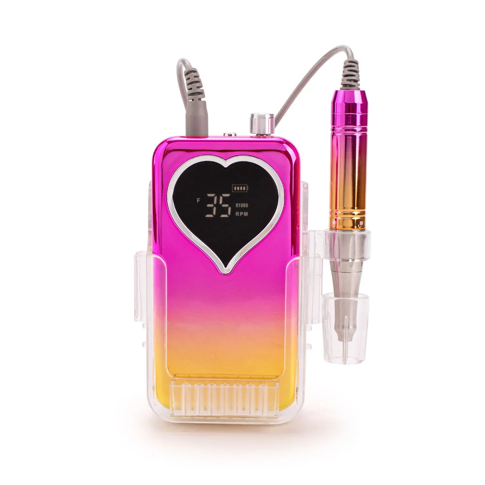 35000 U/min Akku-Nagelbohrmaschine, tragbarer Desktop, wiederaufladbar, elektrische Nagelpolierer, Feile für Maniküre, Herz-Design