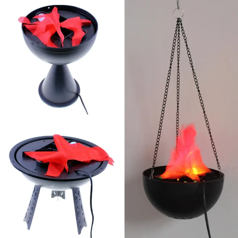 3D Fake Flame Lamp Simulation Brazier Decor Electirc Flame Light Fake Fire Burning Props Haunted House Bar Shop Party Home Decor