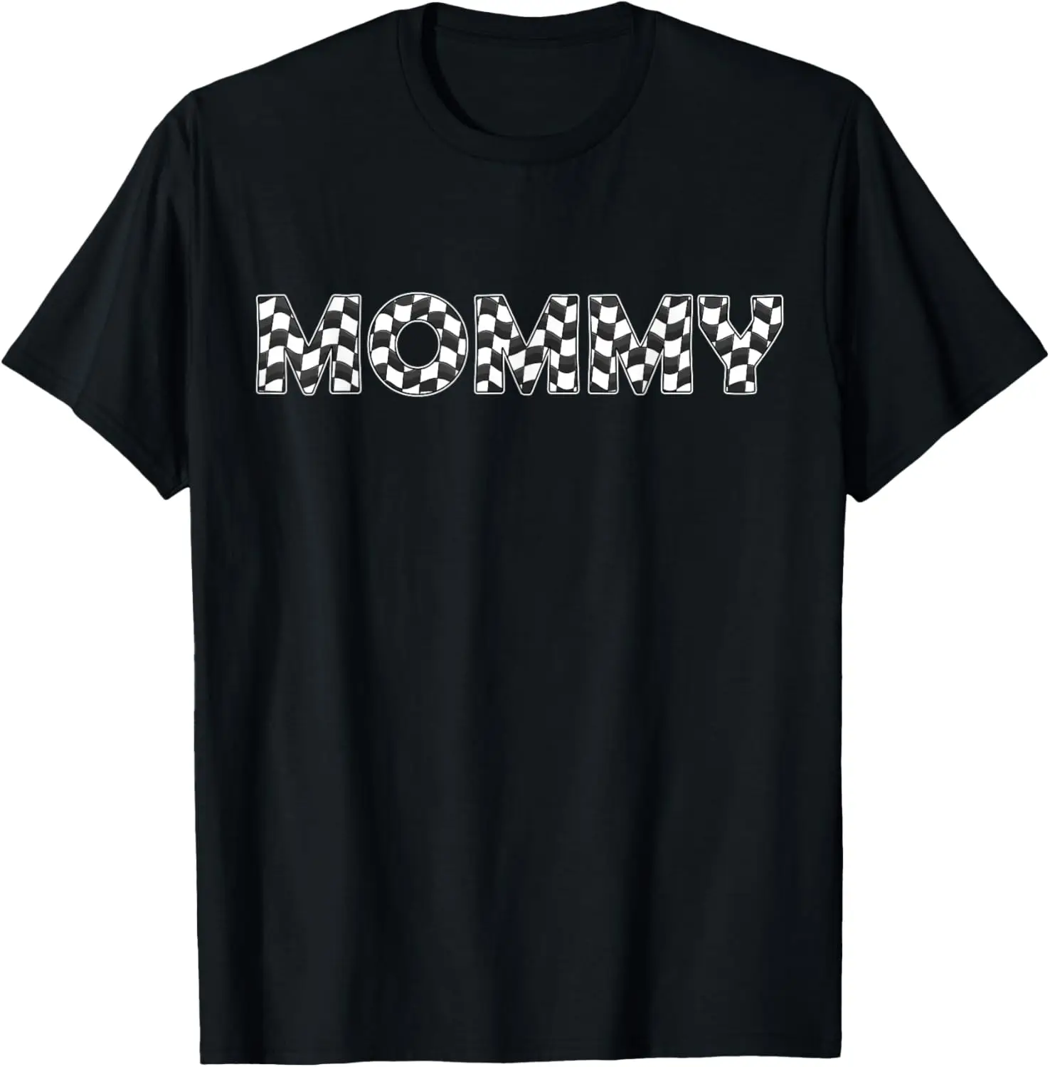 Checkered race car Mommy White Black Checkerboard Women Flag T-Shirt