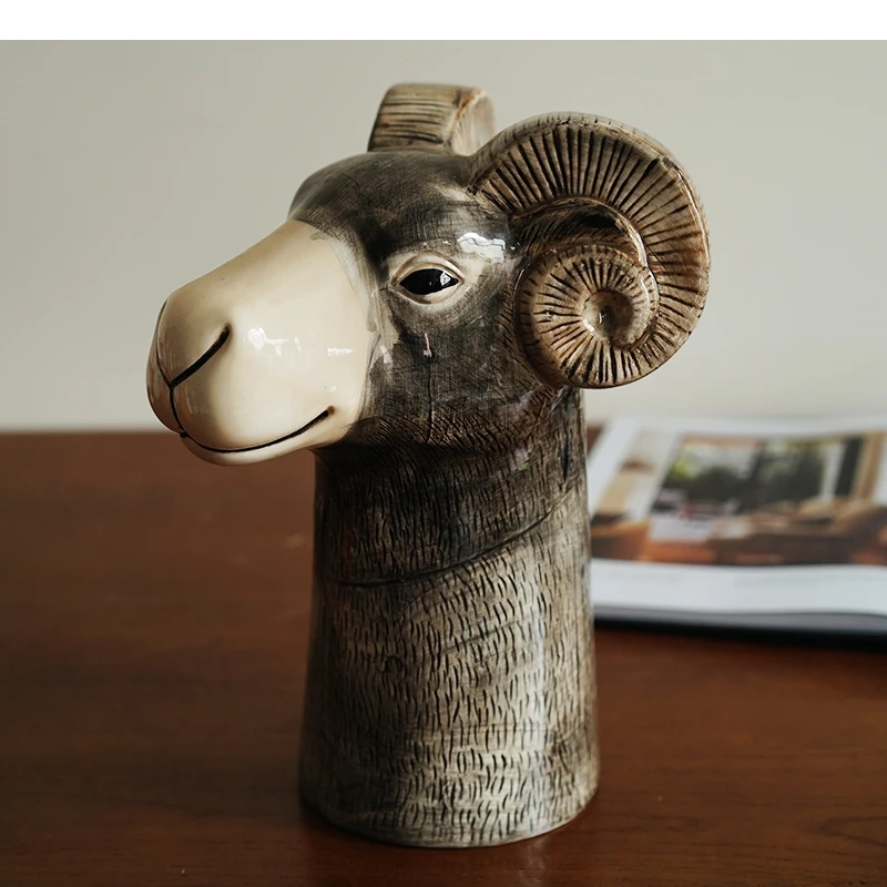 

Retro Ceramic Goat Vase Desktop Flower Arrangement Hydroponic Living Room Ware Home Decoration