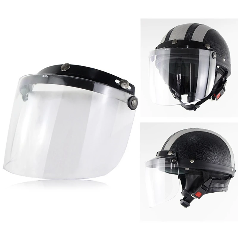 Universal Windproof 3-Snap Motorcycle Helmet Visor Front Flip Up Visor Wind Shield Lens For Motorcycle Helmet Sunglasses