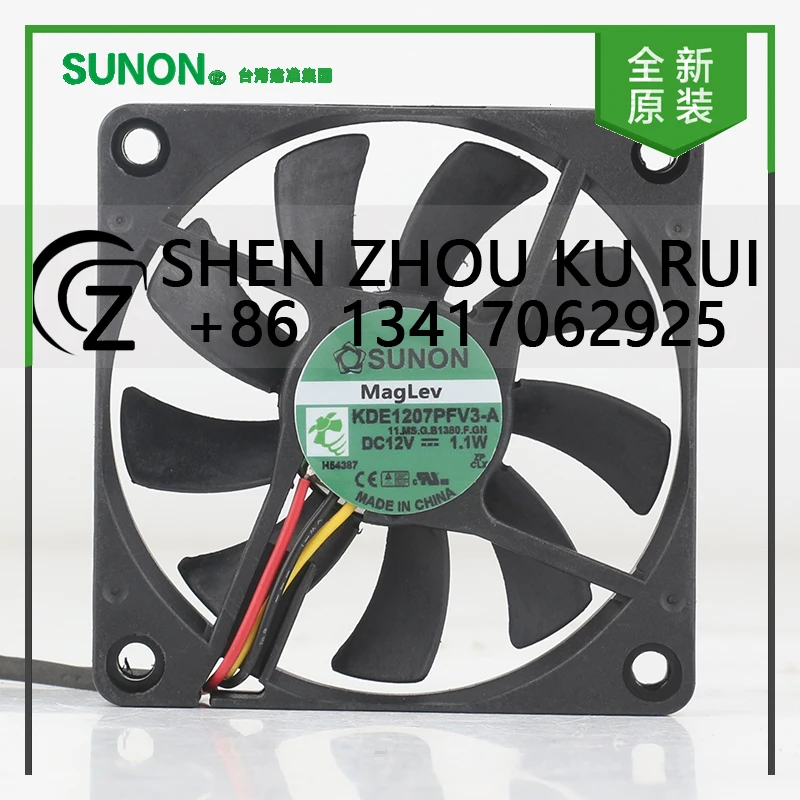

Original Sunon 5V 24V 48V DC 12V 1.1W AC EC 7010 70X70X10MM 7CM Speed measuring Maglev Mute three-wire KDE1207PFV3-A cooling fan