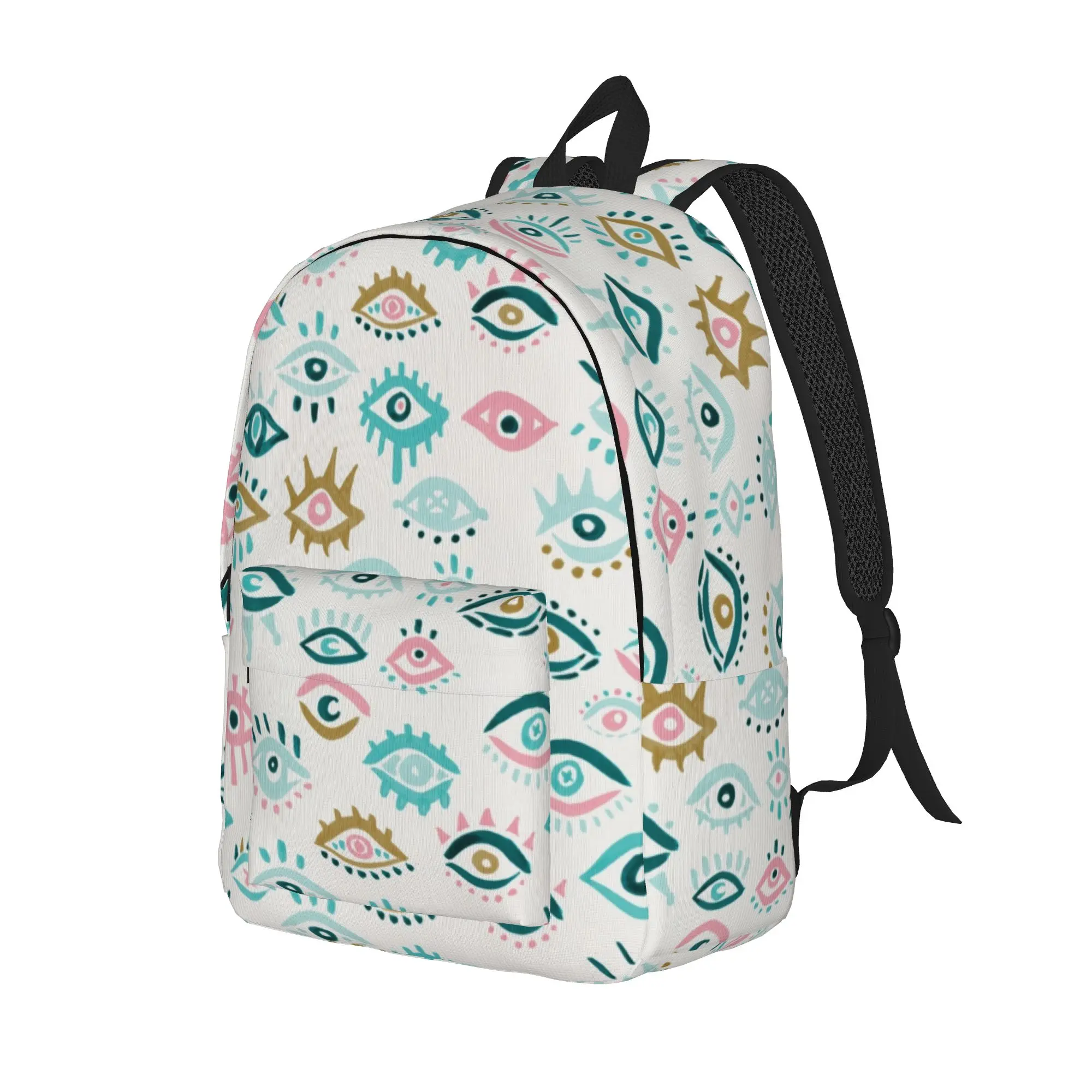 Mystic Eyes Nazar Boncugu Backpack Lightweight Student Hiking Travel Eyelash Evil Blue Eye Daypack Laptop Shoulder Bag