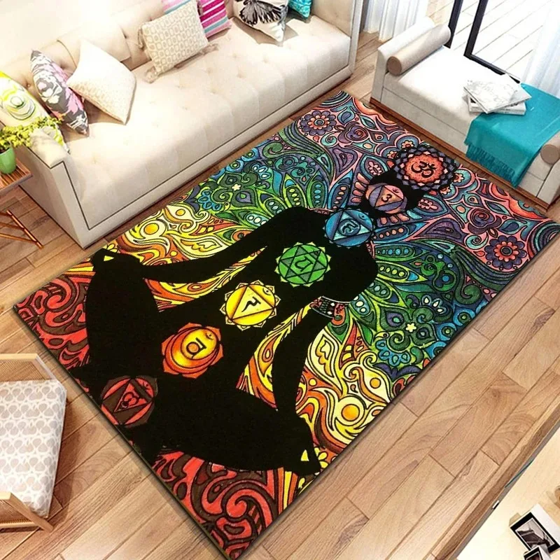 Rainbow 7 Chakra Mandala Bohemia Bedroom Living Room Carpet Non Slip Soft Floor Mats Sofa Coffee Table Area Rugs for Home Decor