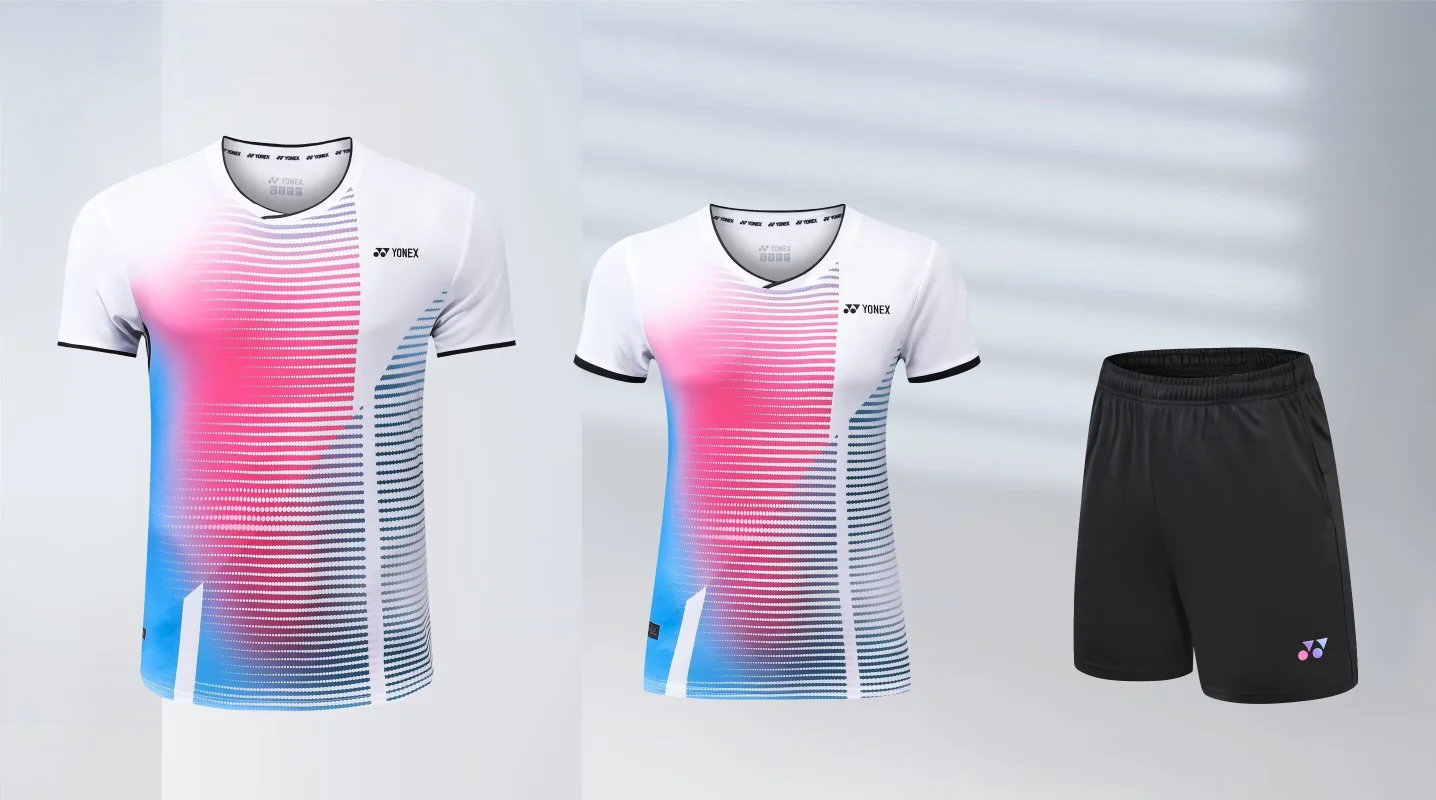 Yonex 2024 novos homens e mulheres badminton wear topos de manga curta secagem rápida absorvente de suor respirável terno de treinamento camisetas