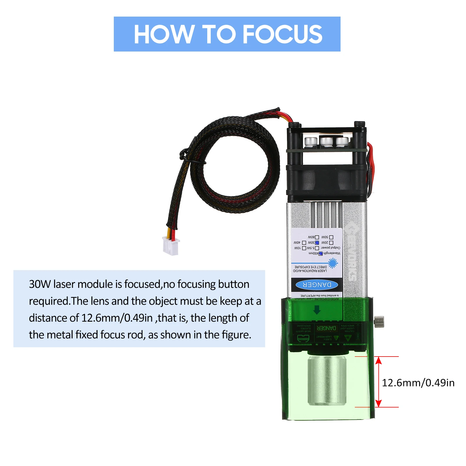 Geevorks 450nm10W Laser Module with Protective Cover Adjustable Focal Length Laser Engraving Head High Speed Laser Engraver Cutt