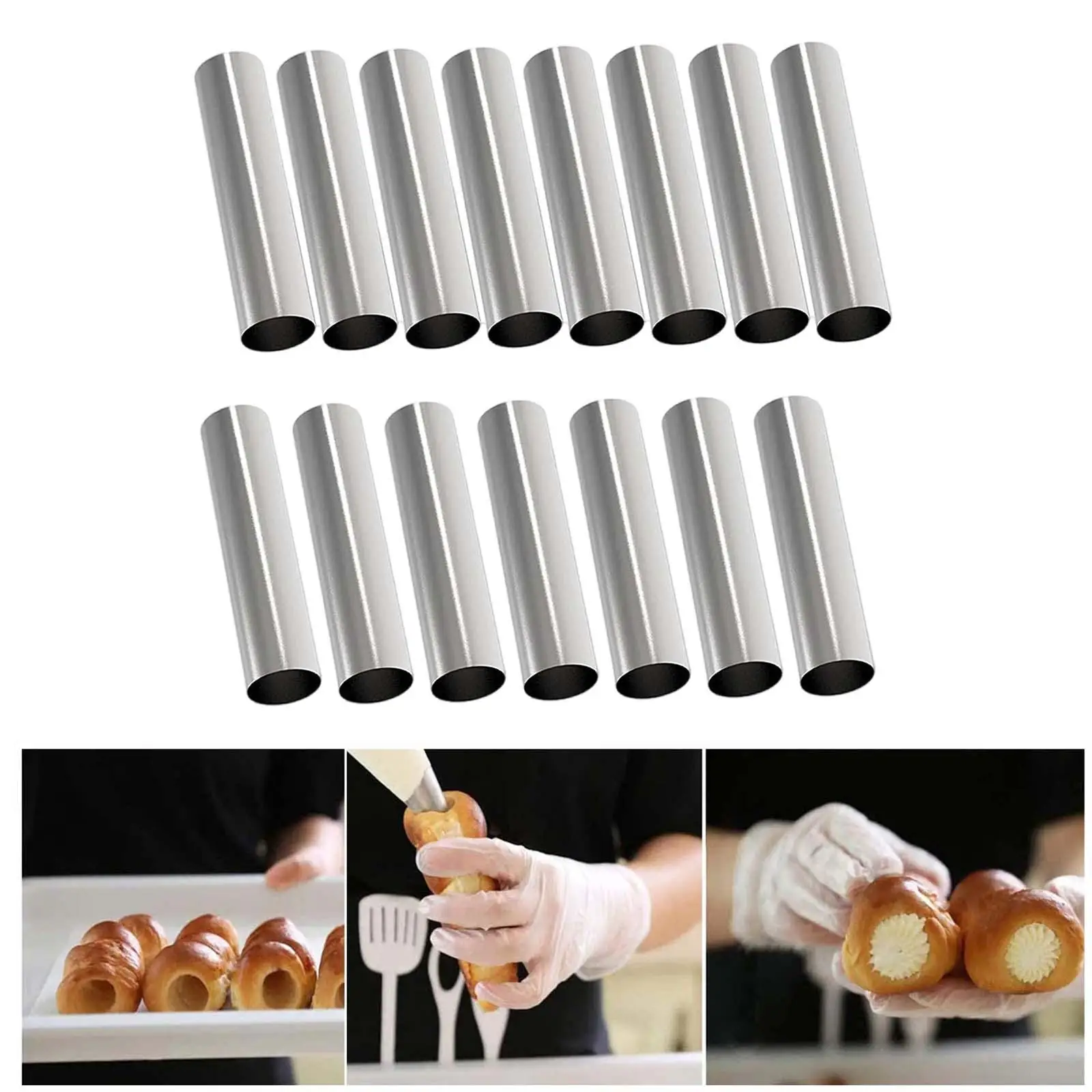 15Pcs/Set Cannoli Form Tubes Baking Tools Cake Horn Mould for Making Butter Horns Ice Cream Pancake Roll Cones Kit Decoration