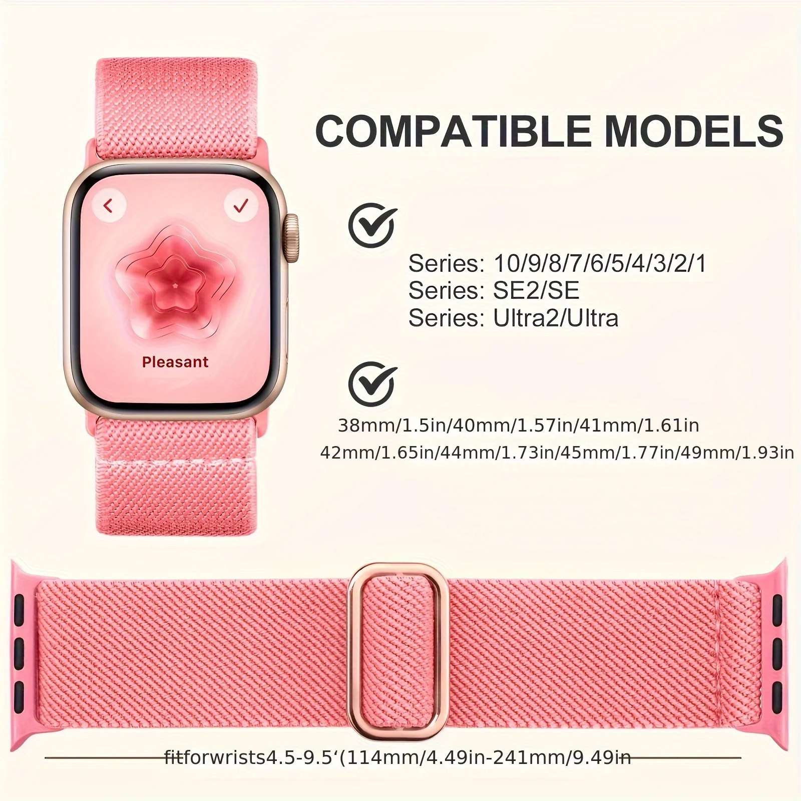 8 Packes Stretchy Solo Loop, Compatible with Apple Watch Band 38-49mm for Women Men,  Strap for iWatch Series SE 10 9 8 7 6 5 4