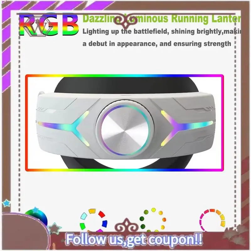 Ремешок на голову ABBG-Elite с RGB-подсветкой для Meta Quest 3, детали VR + аккумулятор 8000 мАч, удобный ремешок на голову, белый для киберспорта