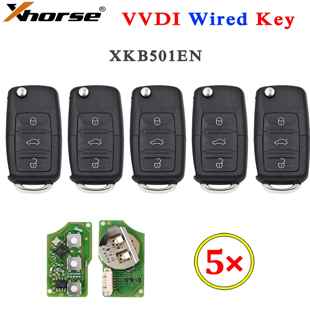 

5Pcs/lot Xhorse VVDI Universal Wire Remote XKB501EN XK Series Car Key for VVDI2 / VVDI Mini / Key Tool Max for B5 Style