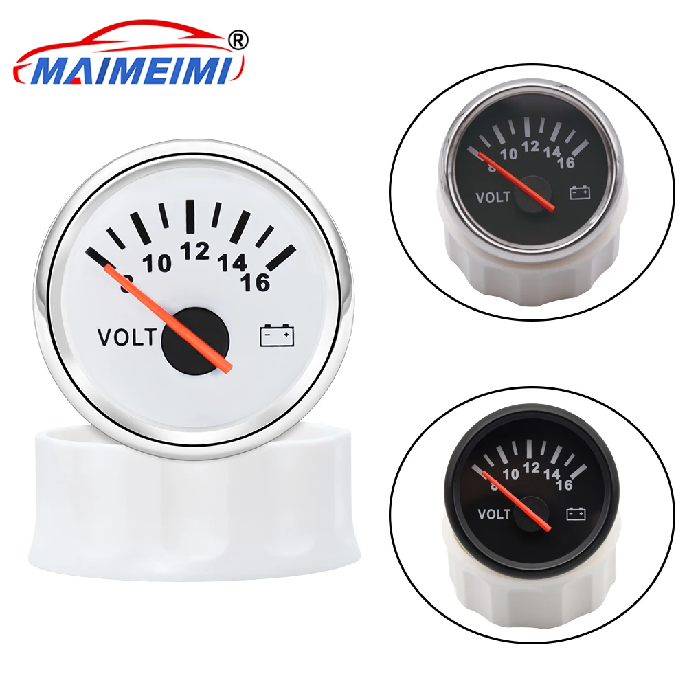 

52mm digit pointer Car Gauge 8-16 Volts Voltmeter Red Backlight Waterproof Volt Gauge for Car Caravan Boat Marine