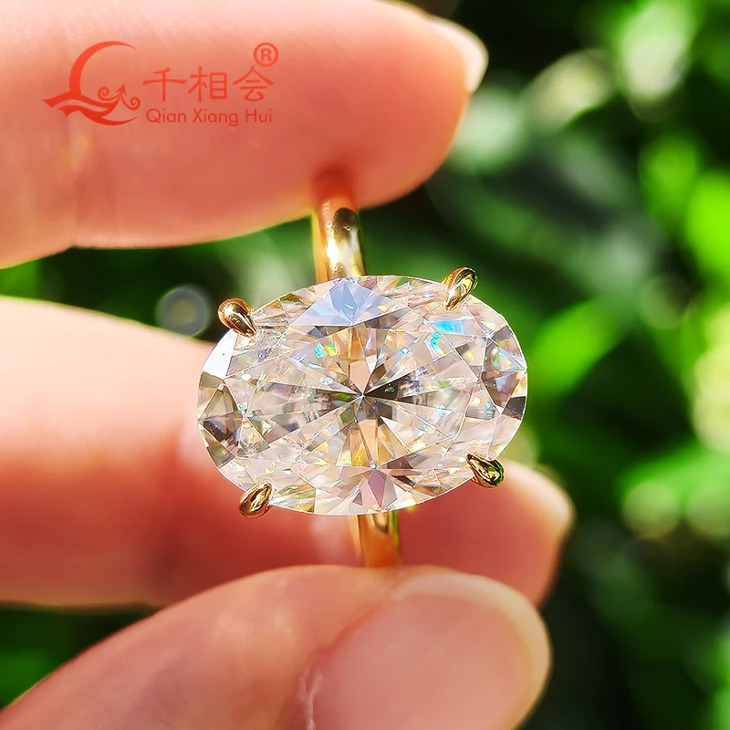 8ct 10*14mm or 3CT 8*10mm oval Pigeon eggs ring D vvs white moissanite S925 Sterling Silver Jewelry wedding  Ladies