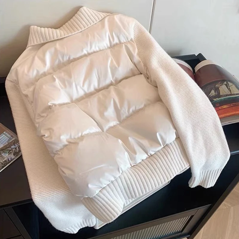 العلامة التجارية Withdn الشتاء المرأة محبوك الربط الجلود الفراء القطن Jaet الراقية ملابس خارجية علوية صغيرة Fraance Sle #2