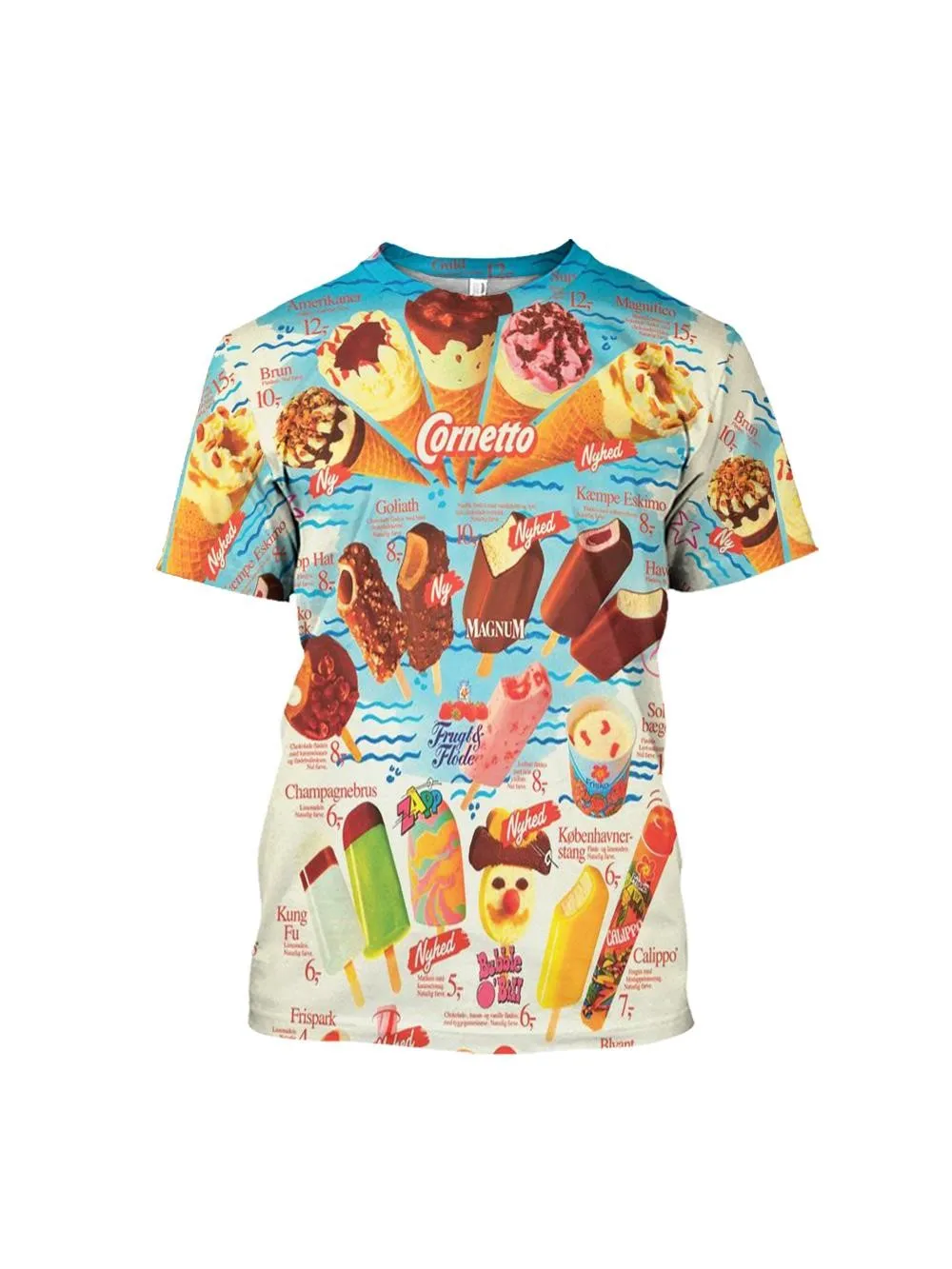 T-shirt imprimé crème glacée pour hommes, haut d'été, manches courtes, 3D, mode décontractée, col rond, pull respirant