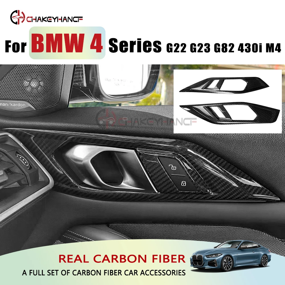 

Real Carbon Fiber Door Handle Panel Frame Stickers Cover Car Interior Accessories for BMW 4 Series G22 Coupe M4 G82 2020-2025