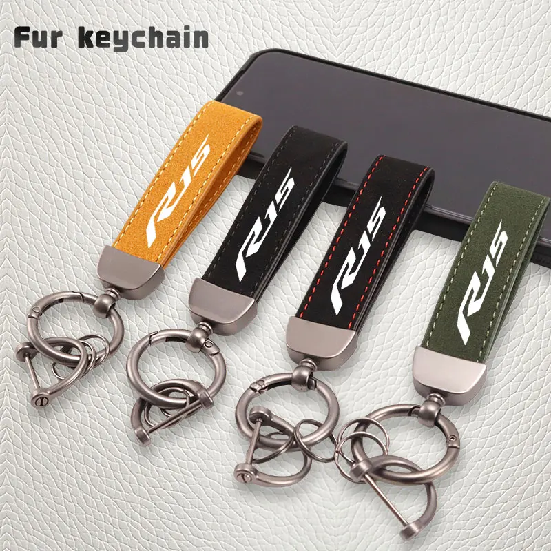 For YAMAHA YZF R15 YZFR15 R15 V3 YZF-R15Motorcycle Suede Keychain Horseshoe Buckle Jewelry  Accessories