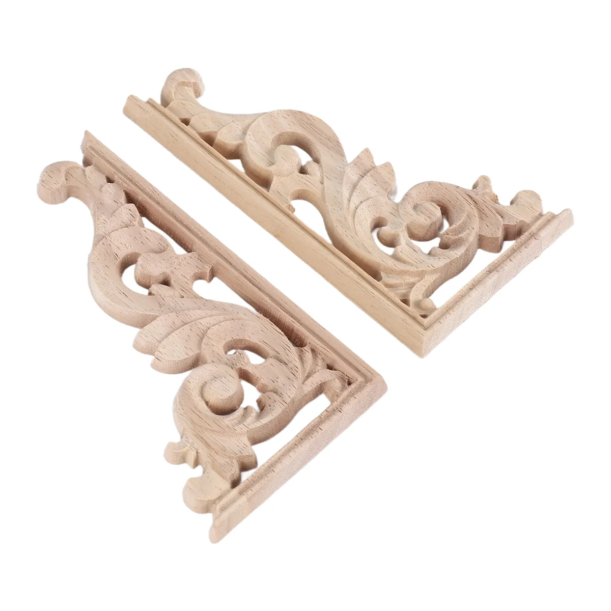 Качественные 2 шт. левый + правый (кежный 1 шт.) винтажные деревянные резные угловые накладки для мебели, настенный декор, неокрашенная рамка, аппликация