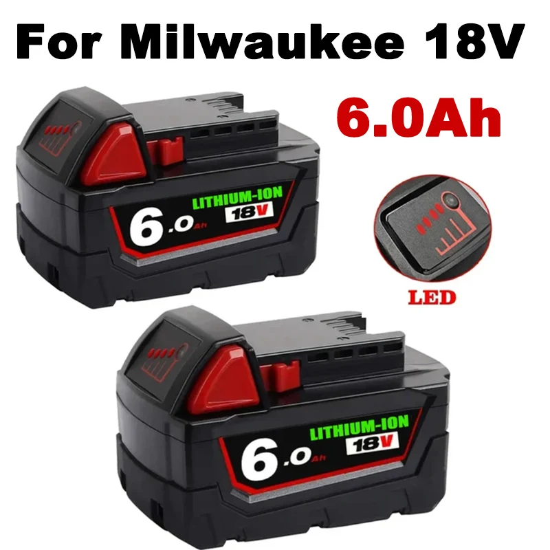 

NEW 18V 6.0Ah Replacement for Milwaukee M18 XC Lithium Battery 48-11-1860 48-11-1850 48-11-1840 Rechargeable Batteries
