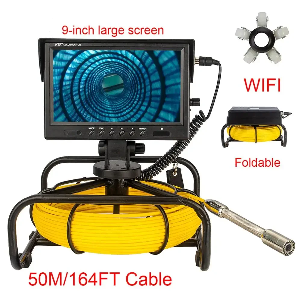 

16GB TF card 9" Wireless WiFi 50M Pipe Inspection Video Camera,Drain Sewer Pipeline Industrial Endoscope support Android/IOS