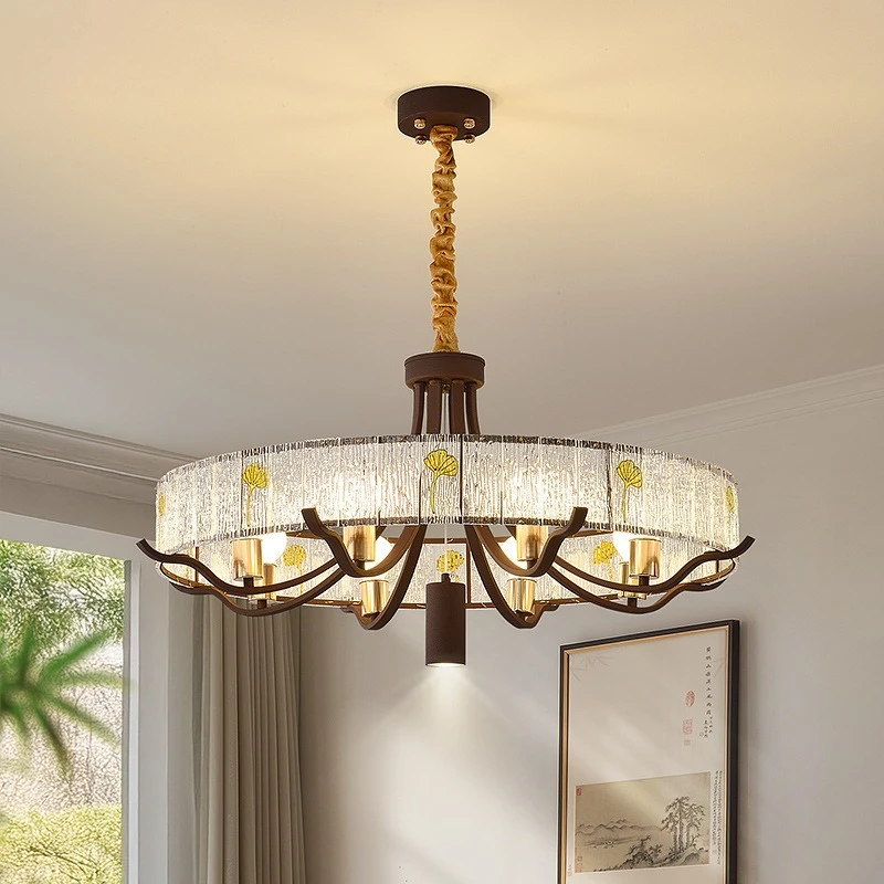 Medieval Retro Rotundity Acrylic Ceiling Pendant Lamps Designer Creative Restaurant Living Room Study Hotel Vintage LED Lighting