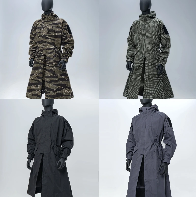 TRN-Tactical Crepe Shirt, Improved Cotton Imitation Linen, Smock Coat, Long Trench