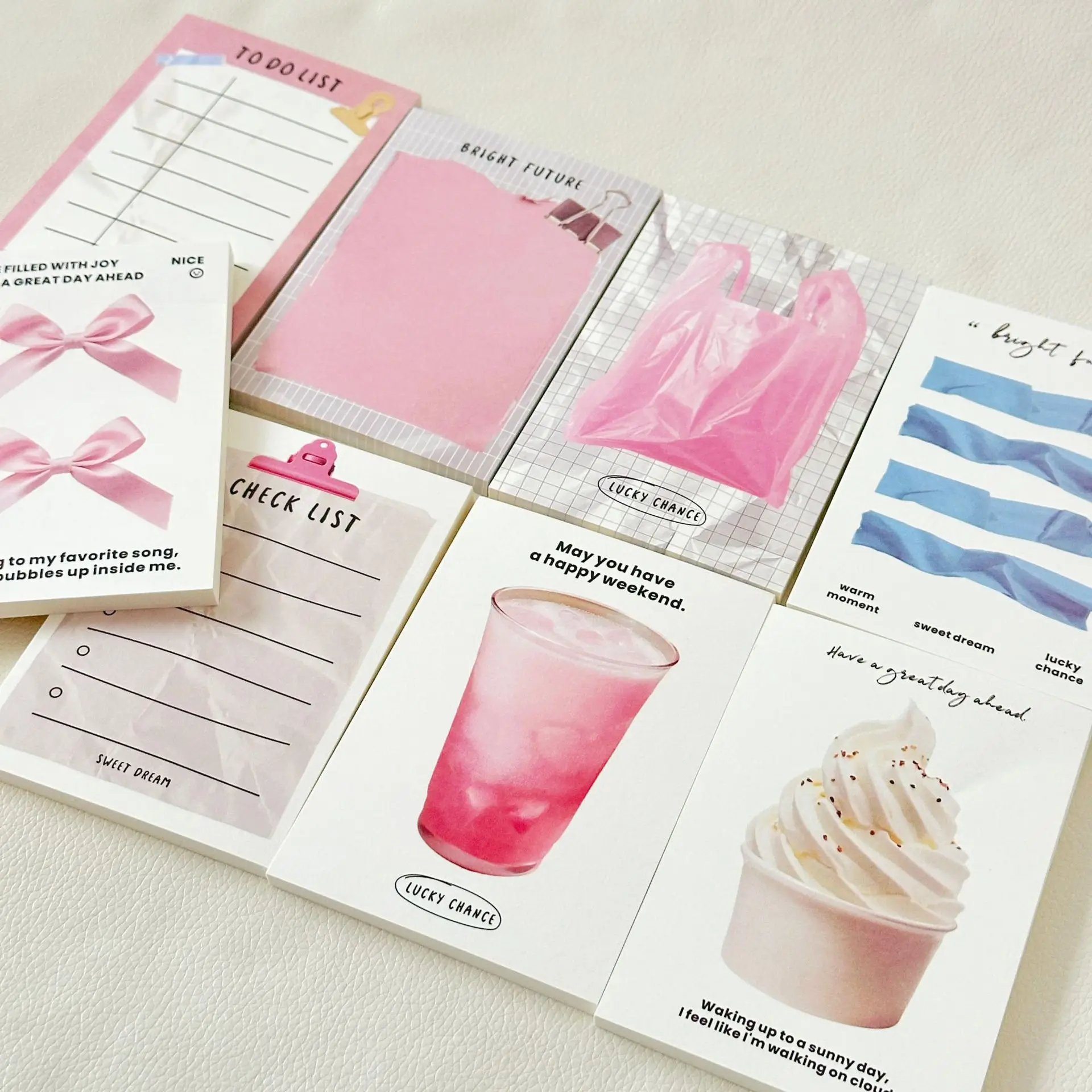 Original Korean High-end Sticky Notes Book Super Textured Cultural Creative Style Cream Color Sticky Notes Study Memo Notebook
