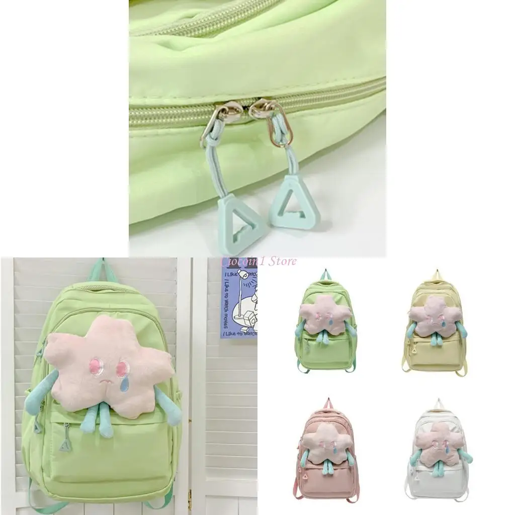 

Y1UB Students Women School Bag Casual Star Decor High-capacity Backpack Sweet Cool Nylon Laptop Backpacks
