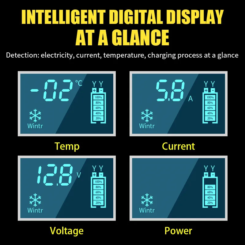 Car Battery Charger 12V 6A Smart Fully Automatic Battery Charger with Touch Screen Car Truck Motorcycle Lead Acid Batteries