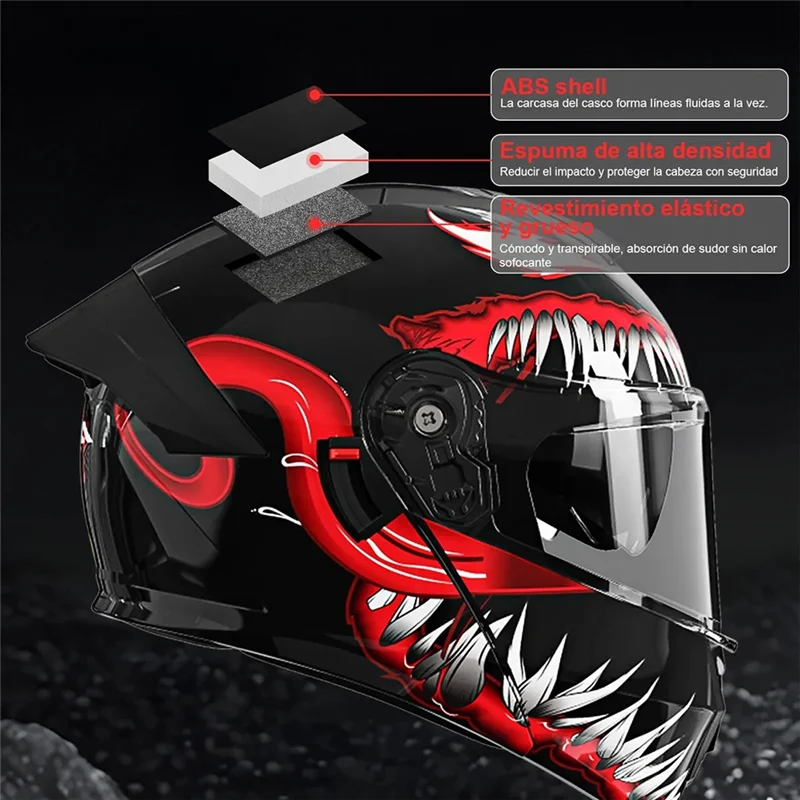 

Season Big Spoiler Full Face Racing Motorcycle Helmet Flip Helmet Off Road(54-61Cm)