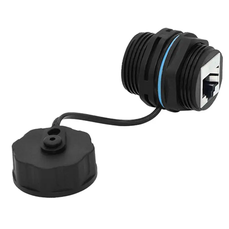 DT19 5PCS Panel Mounting RJ45 Waterproof Connector Ethernet Double Head Adapter, IP68 Dust Cap for Cat5/5e/6 Outdoor