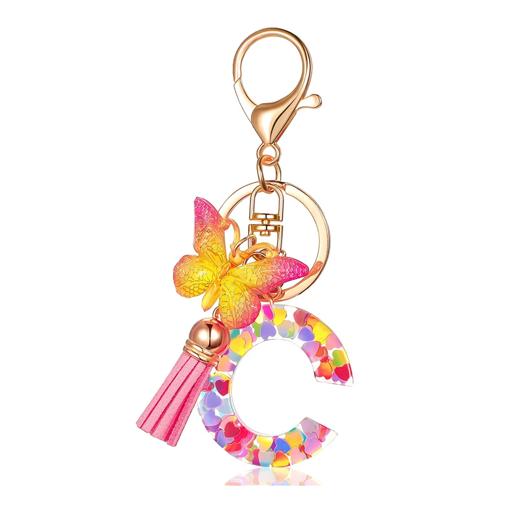 Mode DIY A-Z Buchstaben schlüsselbund Metall Halter Pendent Schlüssel Kette Frauen Auto Schlüssel Ring Einfache Brief Name Schlüssel Party geschenk Schmuck – Detail 6