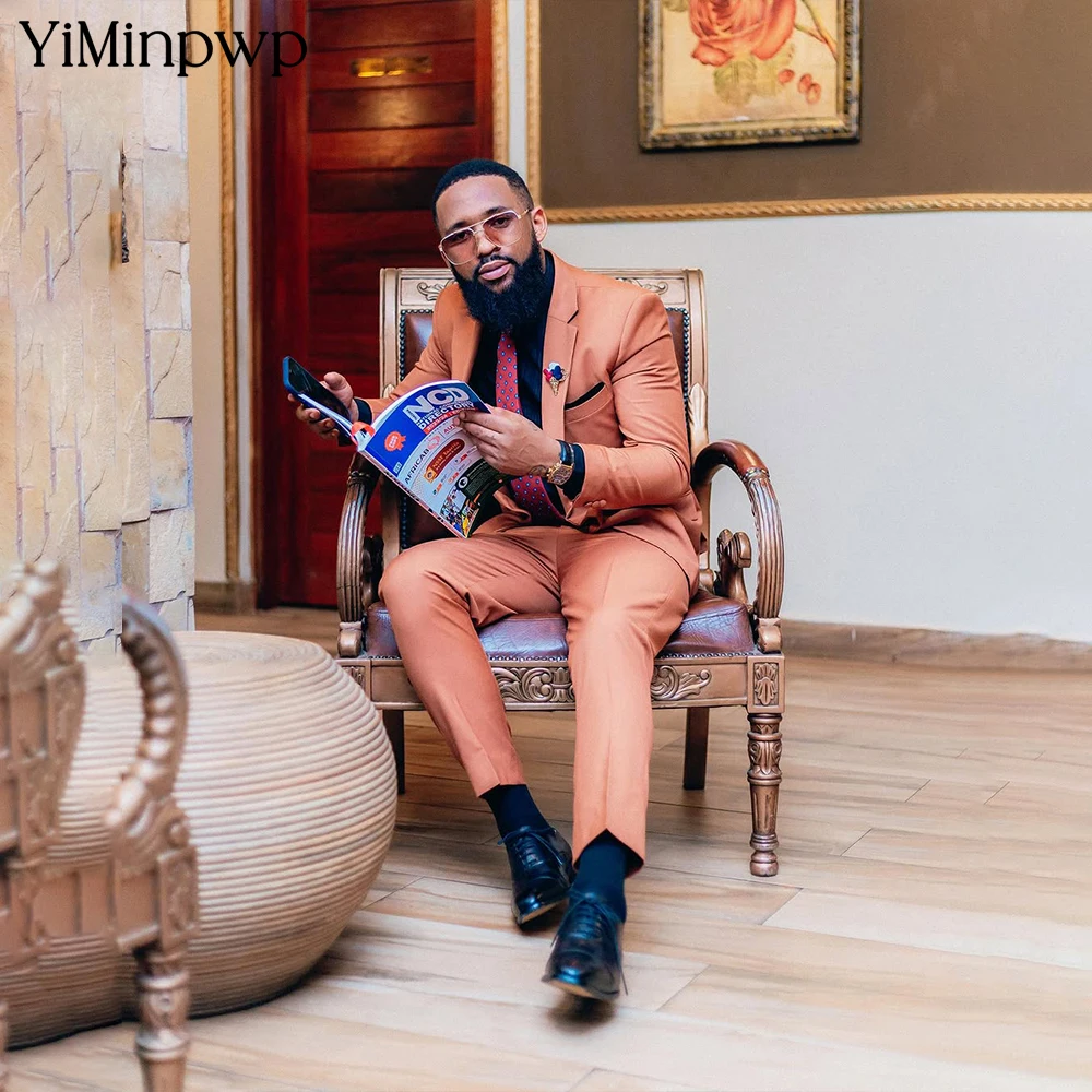 

YiMinpwp Men Suits Single Breasted Solid Color Men's Evening Event Slim Fit Business Office Suit 2Pcs Set Jacket+Pant XS-5XL