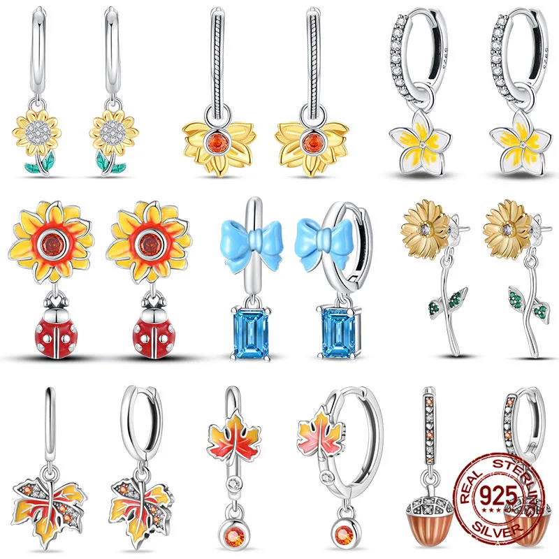 

Original 100% S925 Sterling Silver Sunflower K Gold Pendant Earrings Iris Earrings Ladies Birthday Anniversary Gift