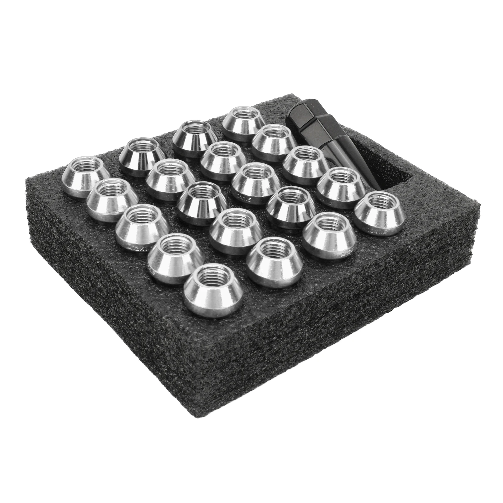 

22PCS Alloy Steel Tapered Lug Nuts with Nut Sleeve Key - Universal Forged Lock Nut Replacement for Toyota Silver M12x1.25