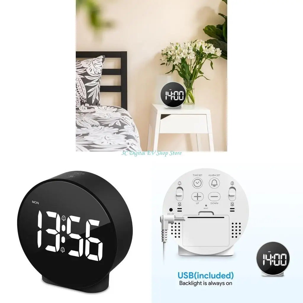 

E74D Светодиодные столовые часы с отнамцией и температурой дисплей 12/24 часа недели цифровой стол тревоги по будильникам декор