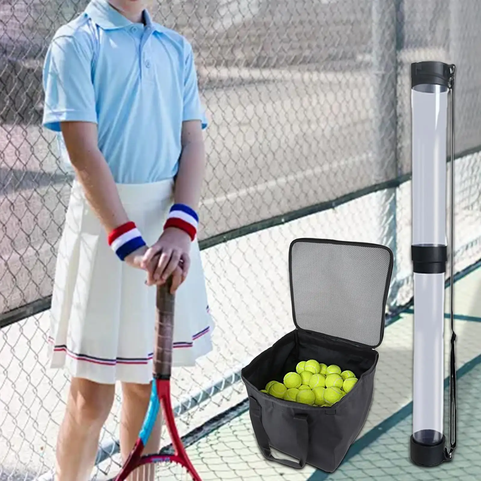 

Tennis Ball Picker Telescopic Lightweight Outdoor Carrier Tennis Grabber with Bag with Adjustable Strap Pickleball Pick up Tube