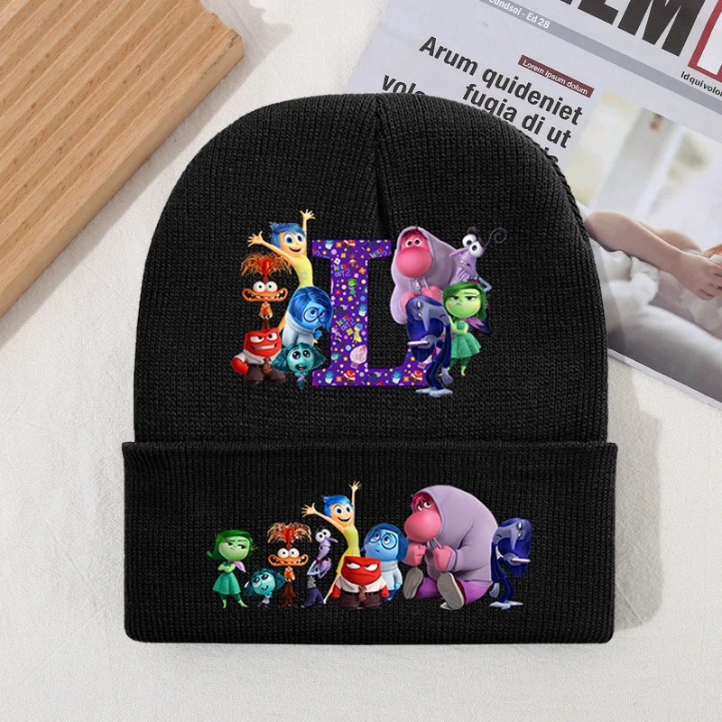 Disney Inside Out 2 Kids Cartoon Cute Knit Cap Boy Anime Printed Knitted Hat Girls Casual Autumn Accessories Children Warm Caps