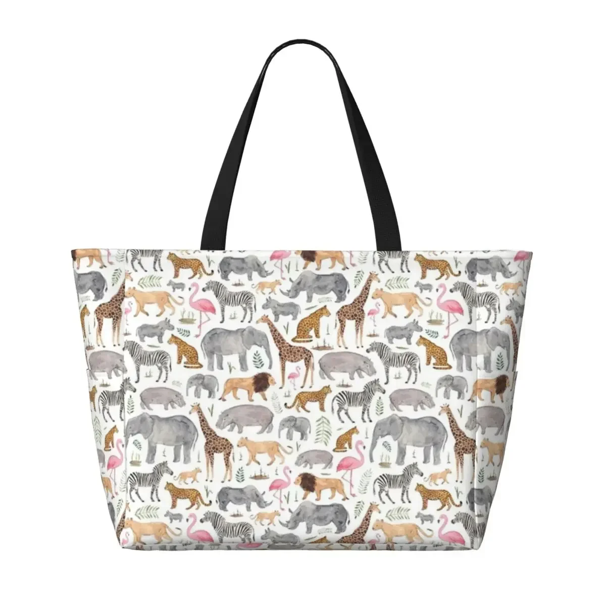 Safari Animals Beach Travel Bag, Tote Bag Holiday Practical Gifts Shoulder Bag Multi-Style Pattern